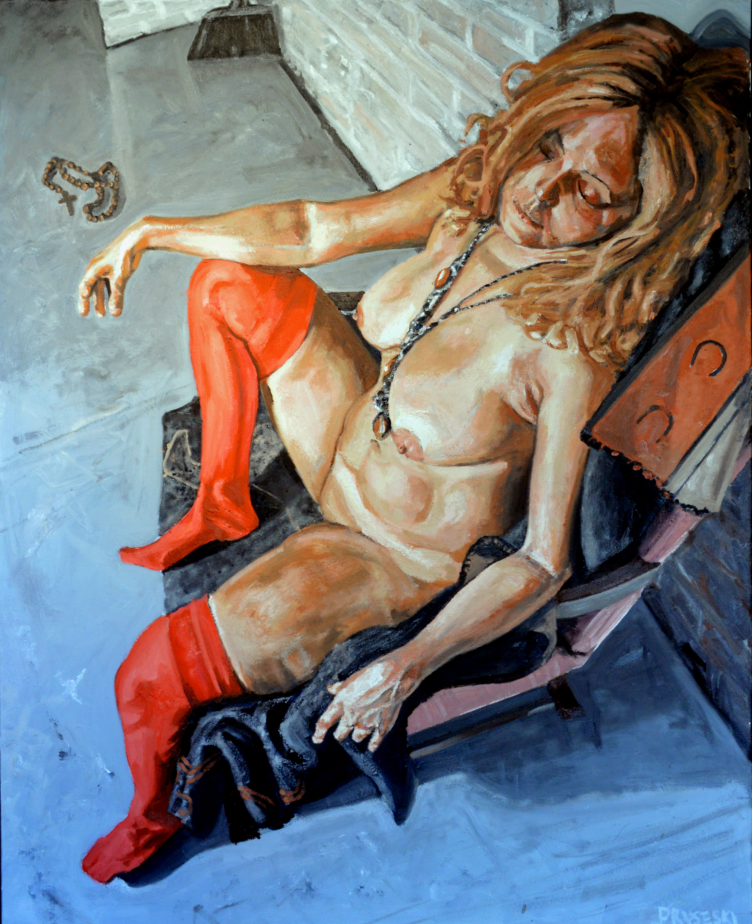Girl with Red Stockings