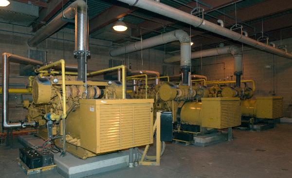 Three 3516 Landfill Gas Engines generating 800 Kilowatts each. 