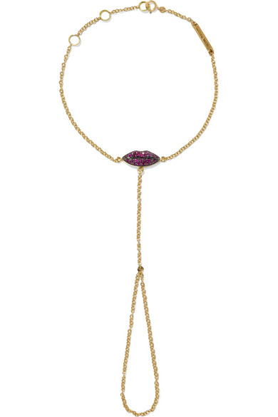 DELFINA DELETTREZ Kiss My Hand 18-karat gold ruby finger bracelet $2,970