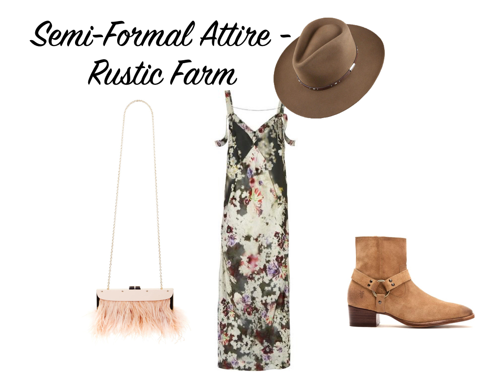 dress, Calvin Klein Collection . hat, Stetson . boots, Frye . bag, BCBGMaxAzria .