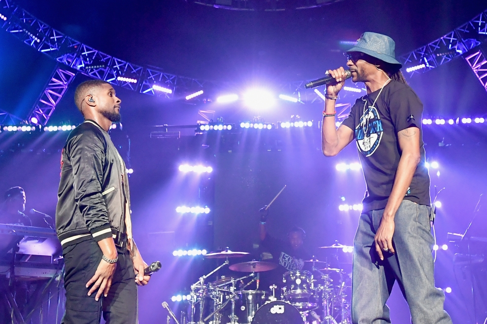 Usher and Snoop Dogg at L.A. Live.