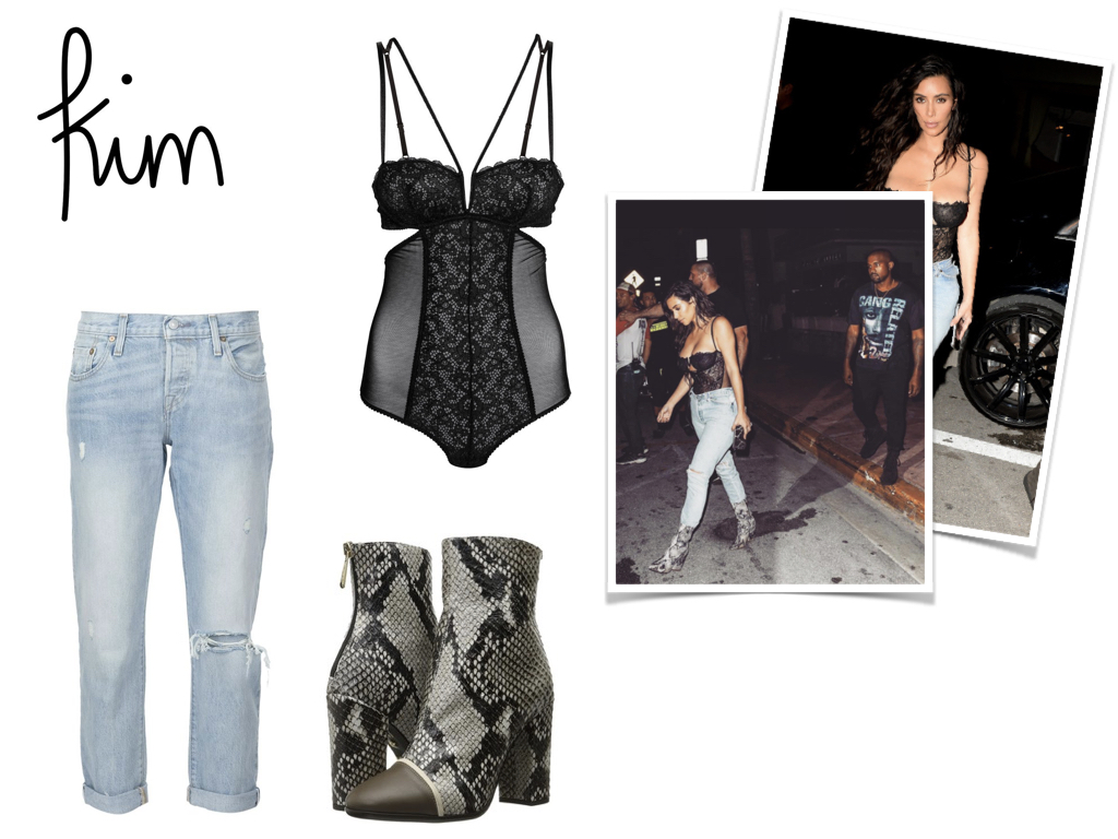 jeans, Levi's , $168 // bodysuit, H&M , $29.99 // boots, Just Cavalli