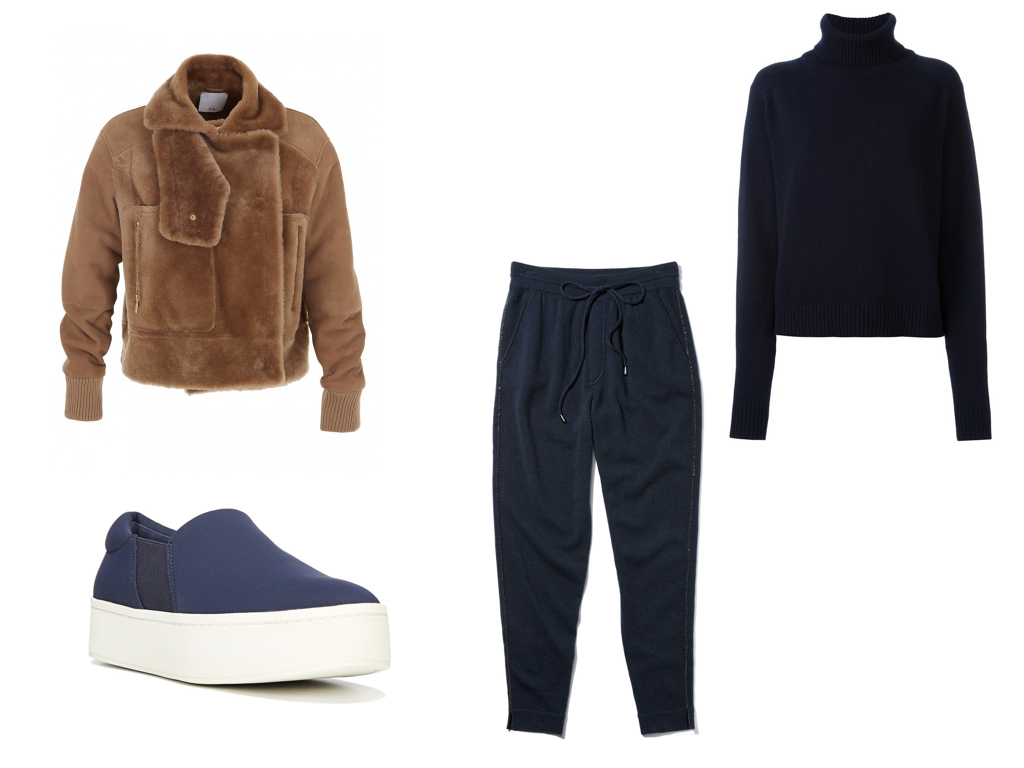 jacket, TIBI , $1,400 | top, FAITH CONNEXION , $276 | joggers, NEIMAN MARCUS , $325 | sneakers, VINCE , $225