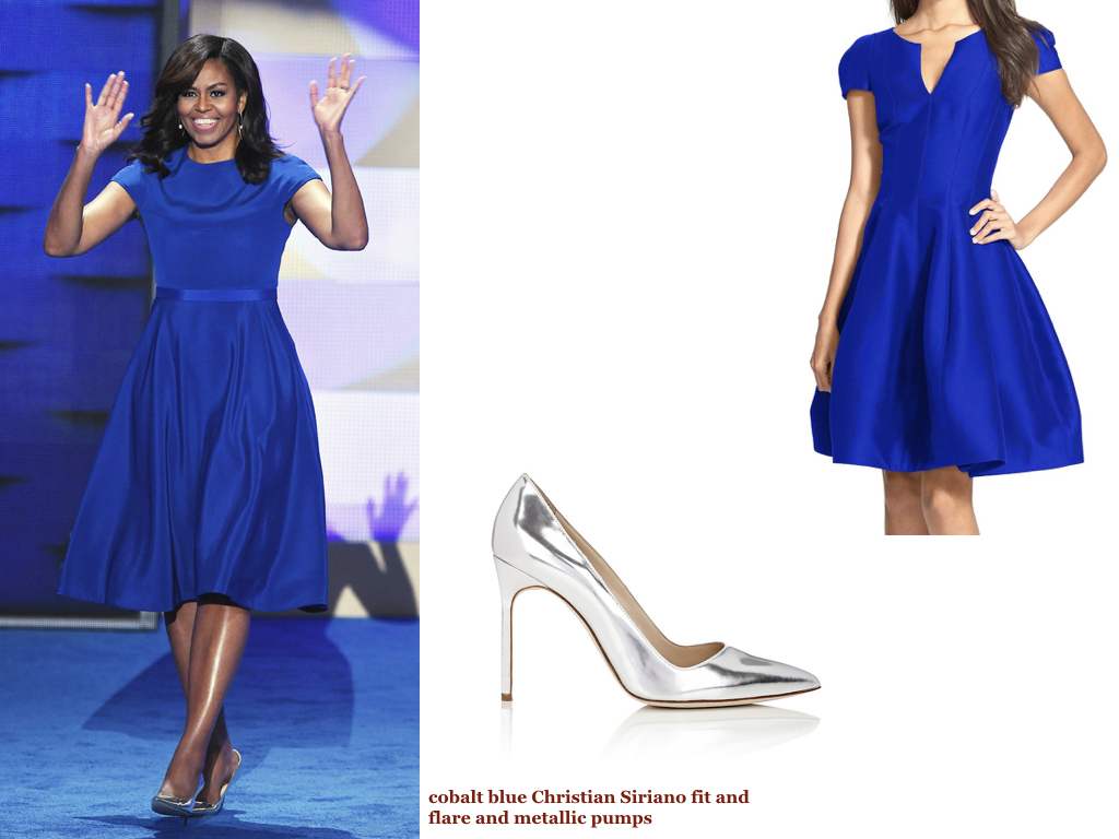 dress, HALSTON HERITAGE , $445 | shoes, MANOLO BLAHNIK , $595