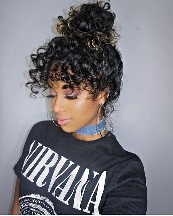 Curly messy bun