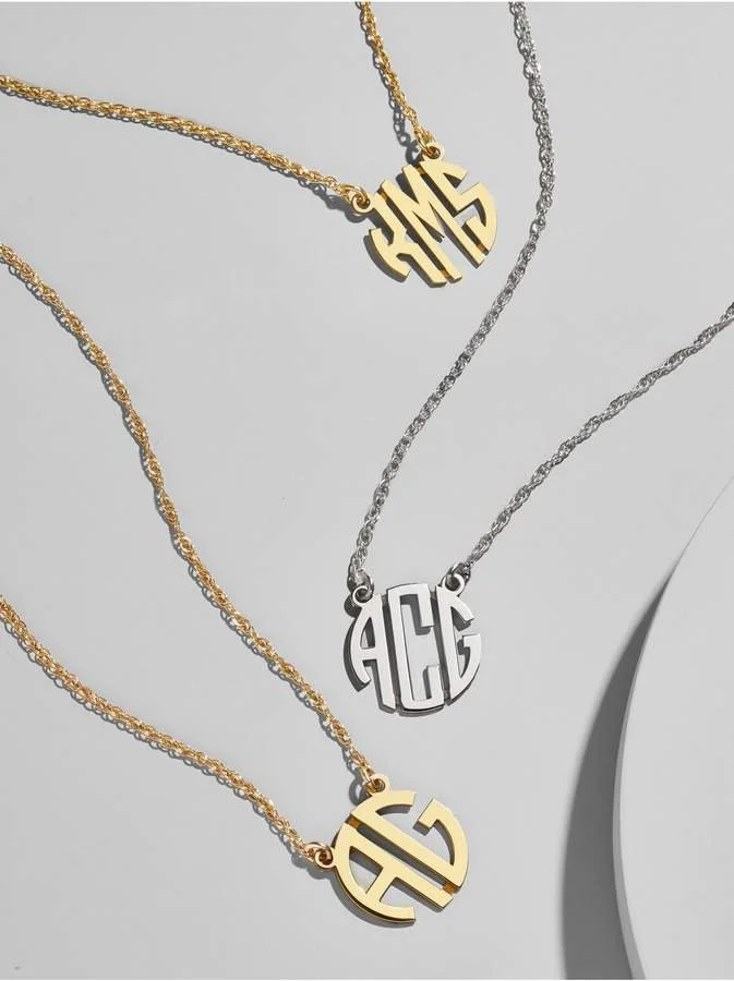 Metal Block Letter Monogram Necklace Metal Block Letter Monogram, Available at BaubleBar.com, $115.00