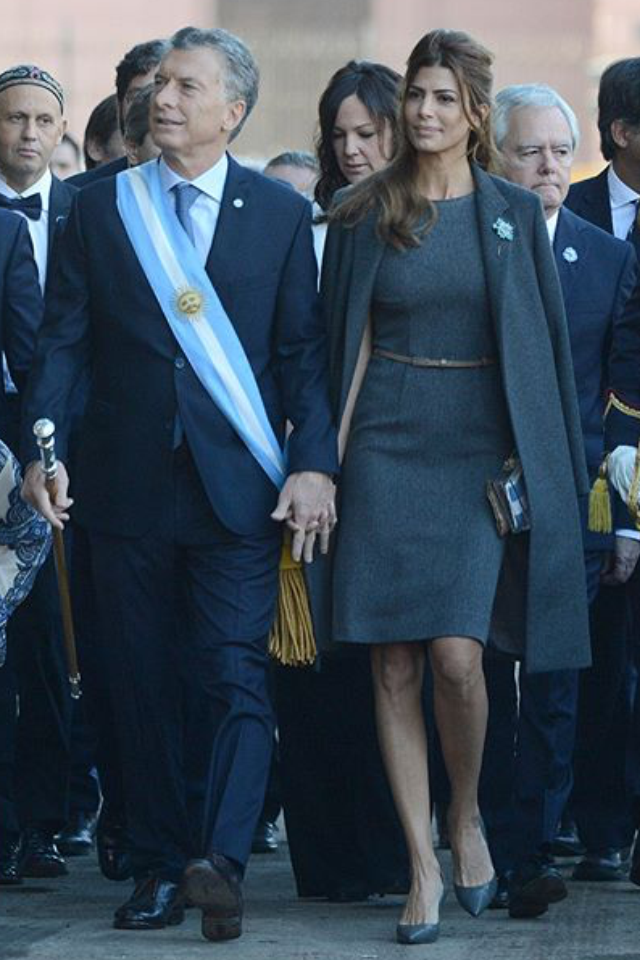María Juliana Awada Baker is an Argentine businesswoman and philanthropist of Lebanese and Syrian descent. She is the current First Lady of Argentina, married to the 53rd President of Argentina, Mauricio Macri. She is the first First Lady of Argentina to receive the distinction of the Knight Grand Cross of the Order of Isabella the Catholic in 70 years and the second in history after Eva Perón in 1947.