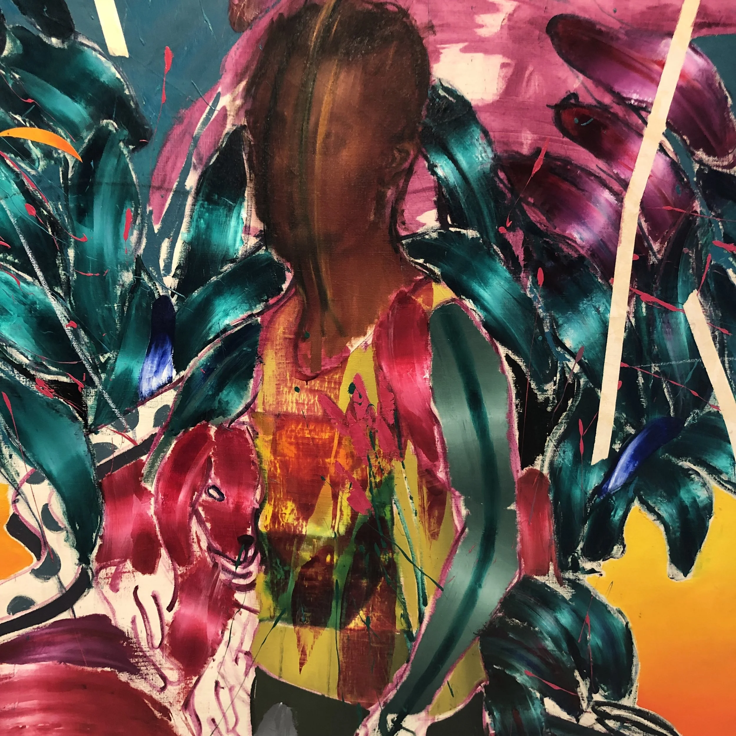 ‘Kid I (Self Portrait)’ , 61cm x 137cm x 152cm (Diptych) oil, oil stick on canvas 2017, Chibuike Uzoma