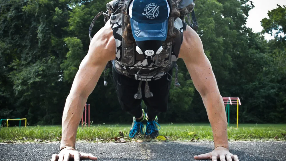 It's amazing how well you can work the chest just by doing simple pushups til failure. Wear your hunting pack loaded with some extra weight on the last set and squeeze the pecs at the top of each rep to really grow those muscles. 