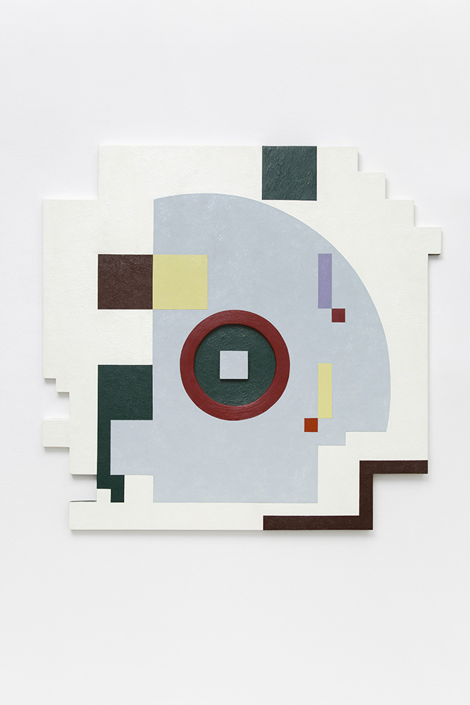  Marilyn Lerner   Shifting Shapes , 1988  Oil on wood  42 x 43 1/2 inches 