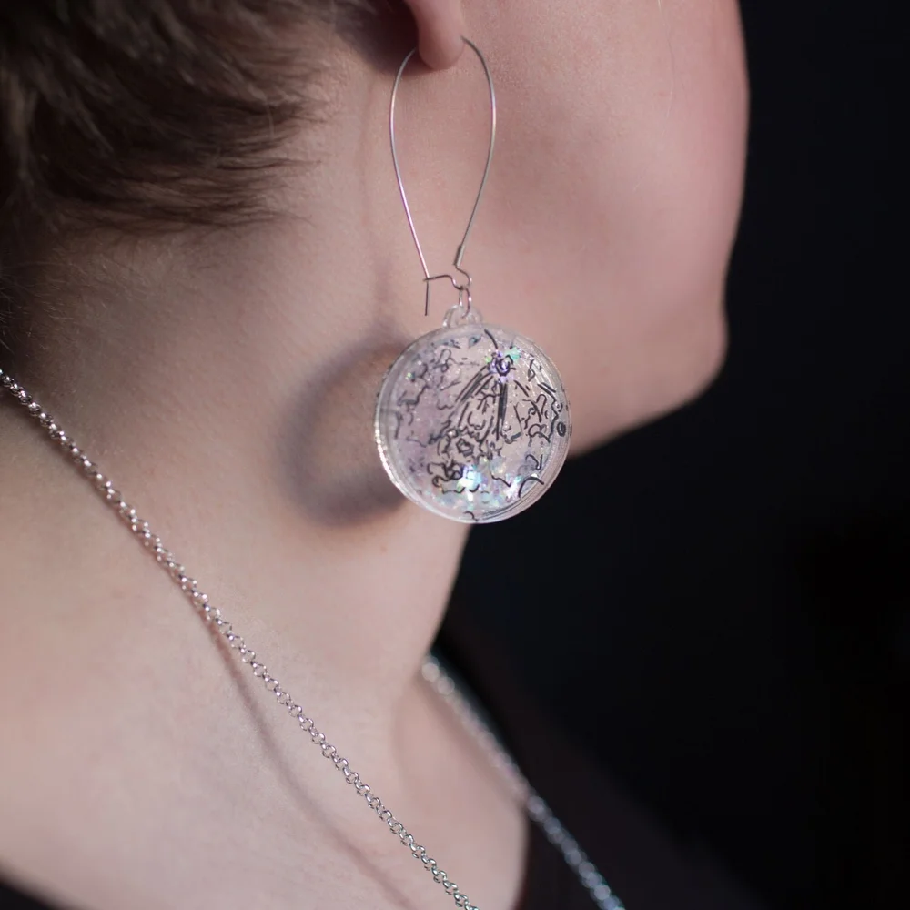 Snow moon earrings celestial full moon February full moon - Main Image