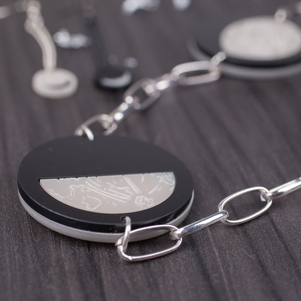 Moon Phase Necklace Double Sided Astrology Jewelry Mystic Jewelry Moon Jewelry Full Moon Crescent Moon Space Jewelry Frilly Industries