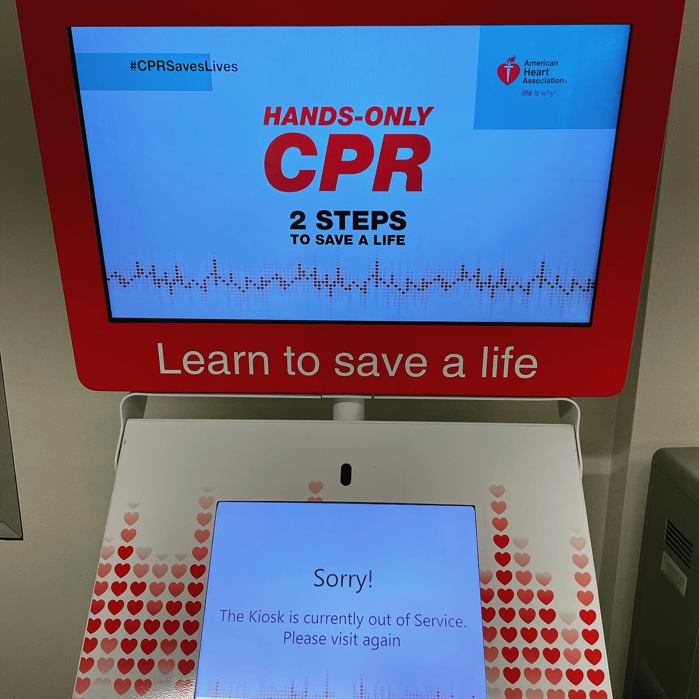 CPR machine out of order. That would be my luck if I needed CPR&hellip;