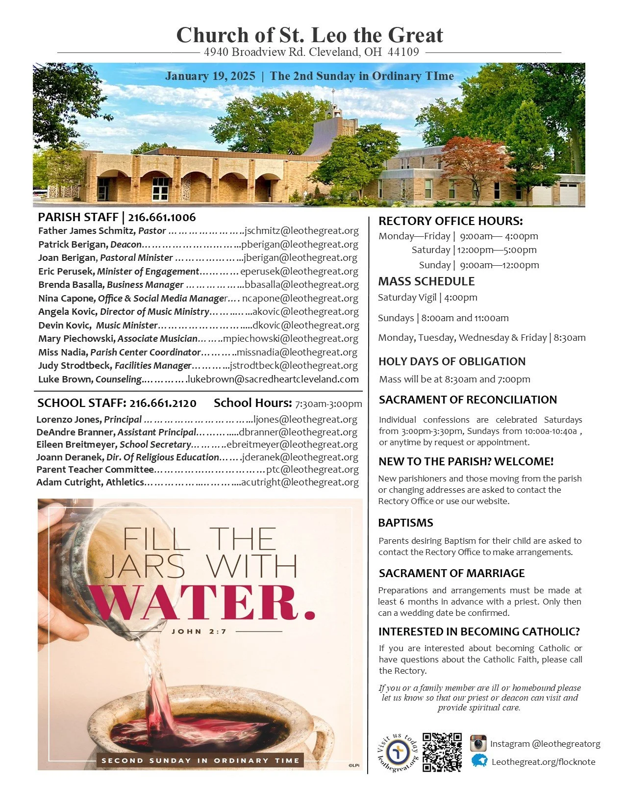 Parish Bulletin for January 19, 2025