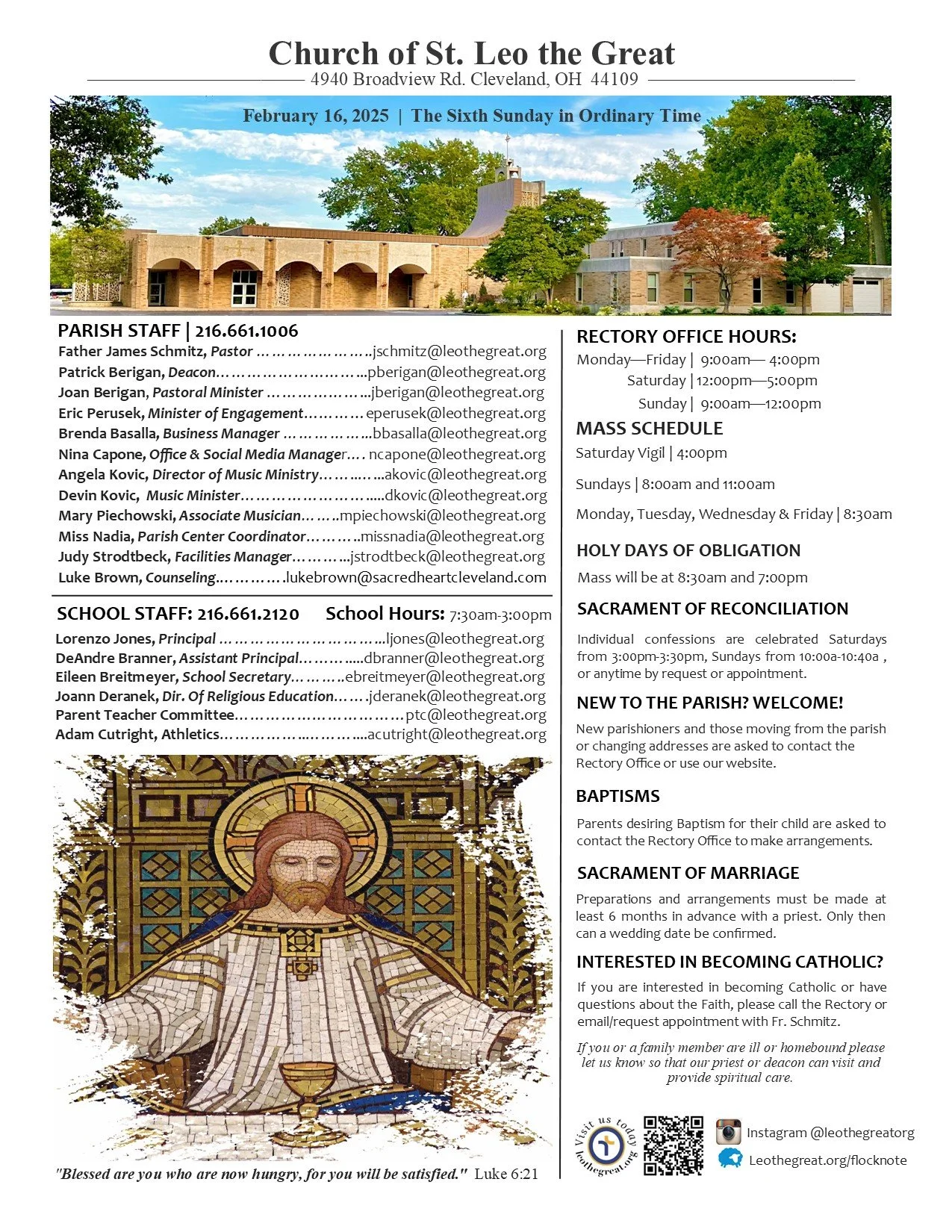 Parish Bulletin for February 16, 2025
