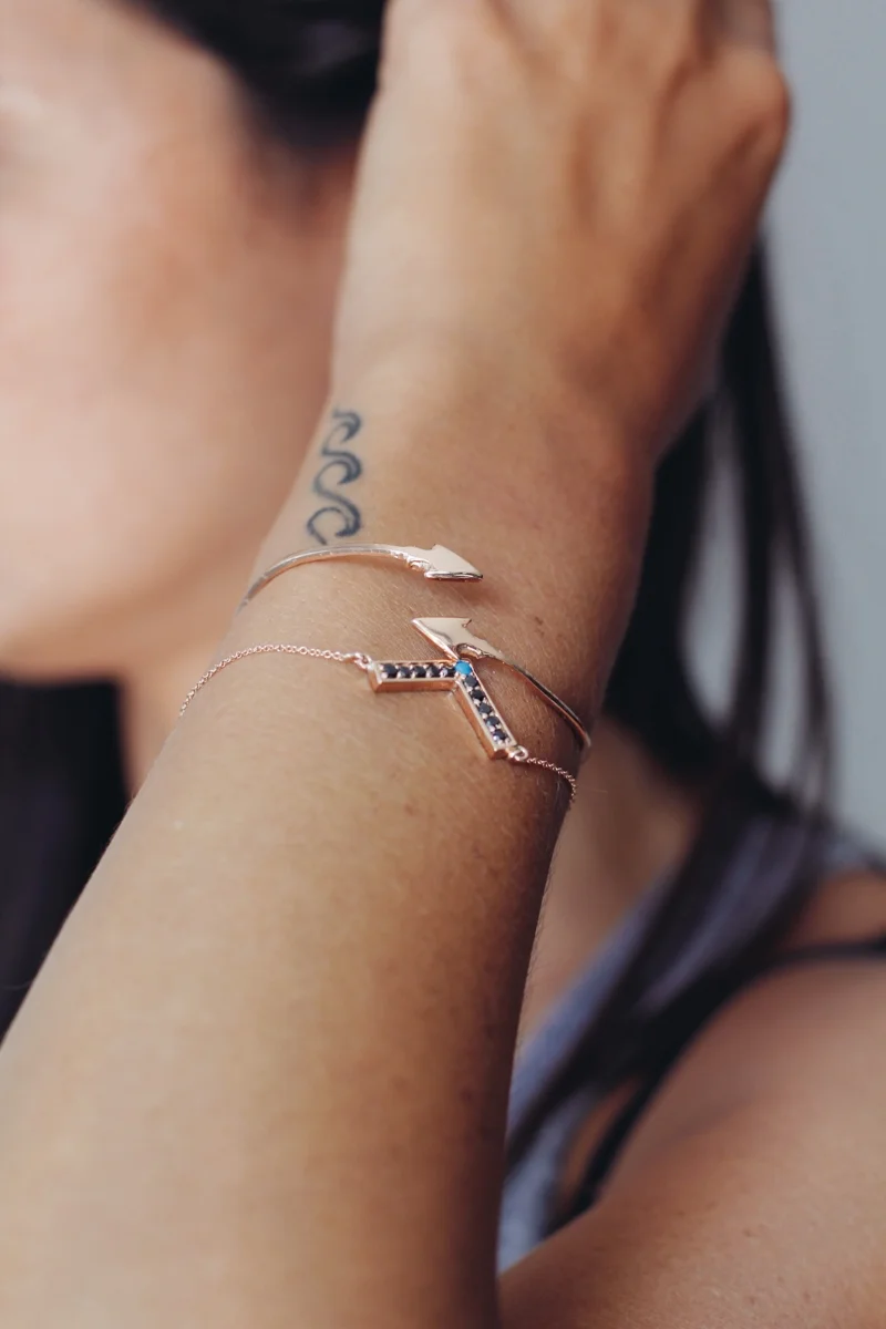 V bracelet and arrow bangle rose.JPG
