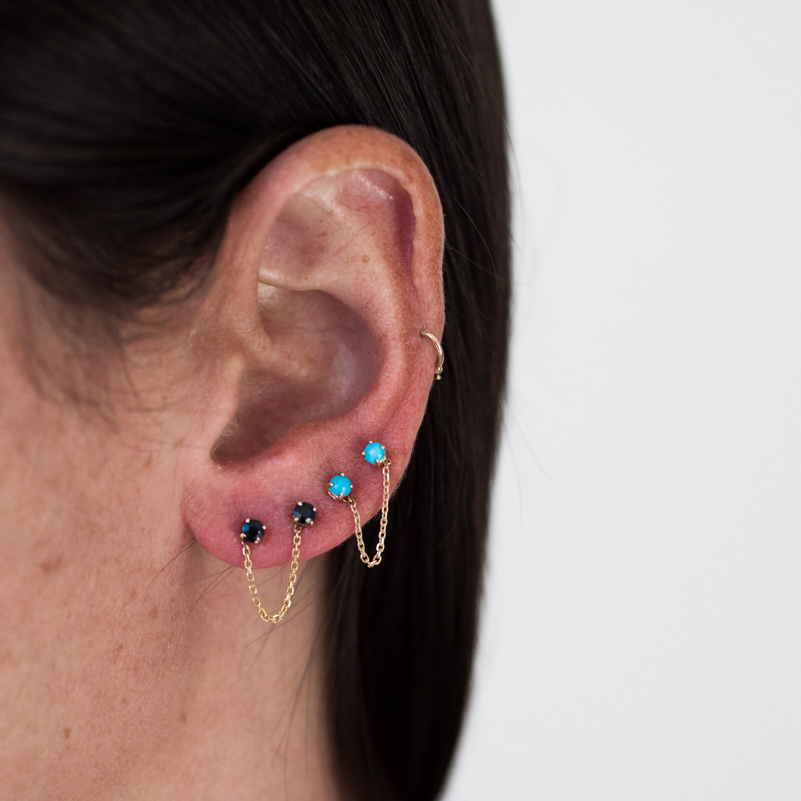 Noir and turquoise chain studs.jpeg