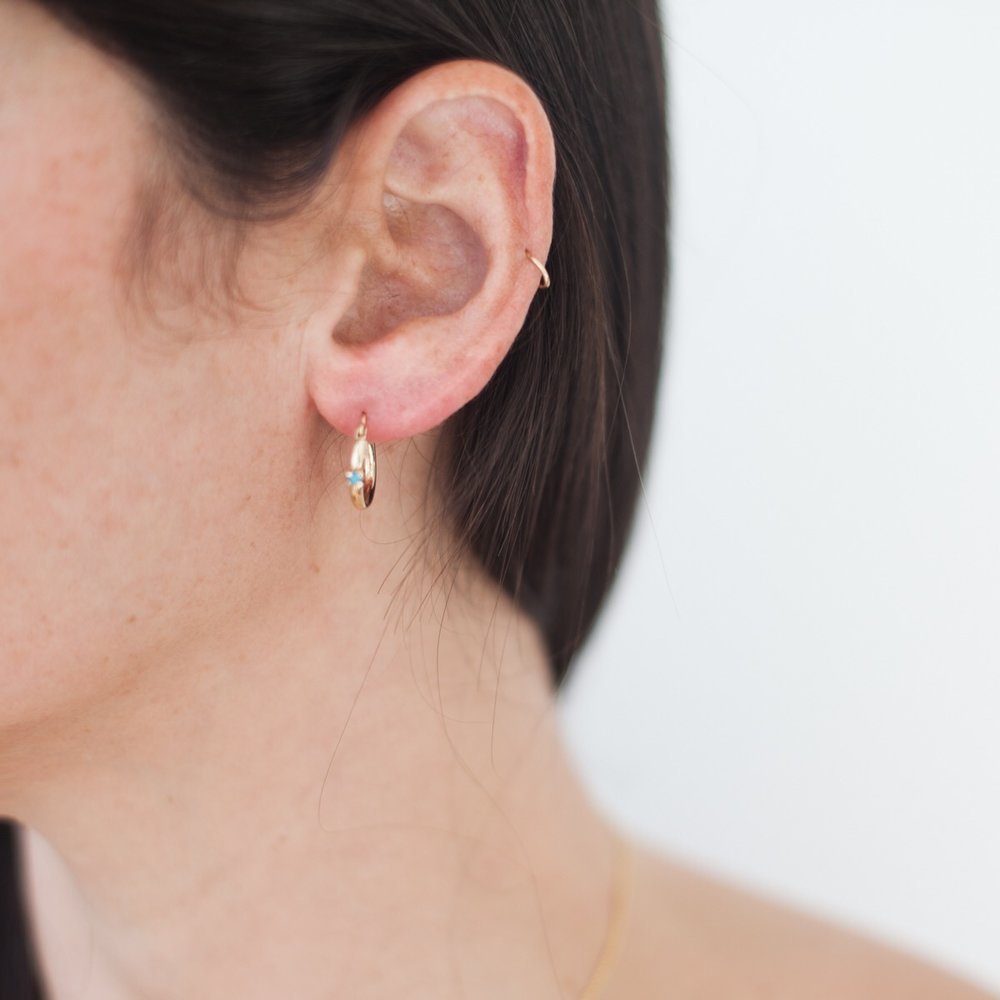 Small Hoops with Stone — Fayt jewelry