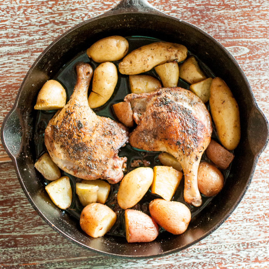 duck confit with roasted fingerling potatoes 