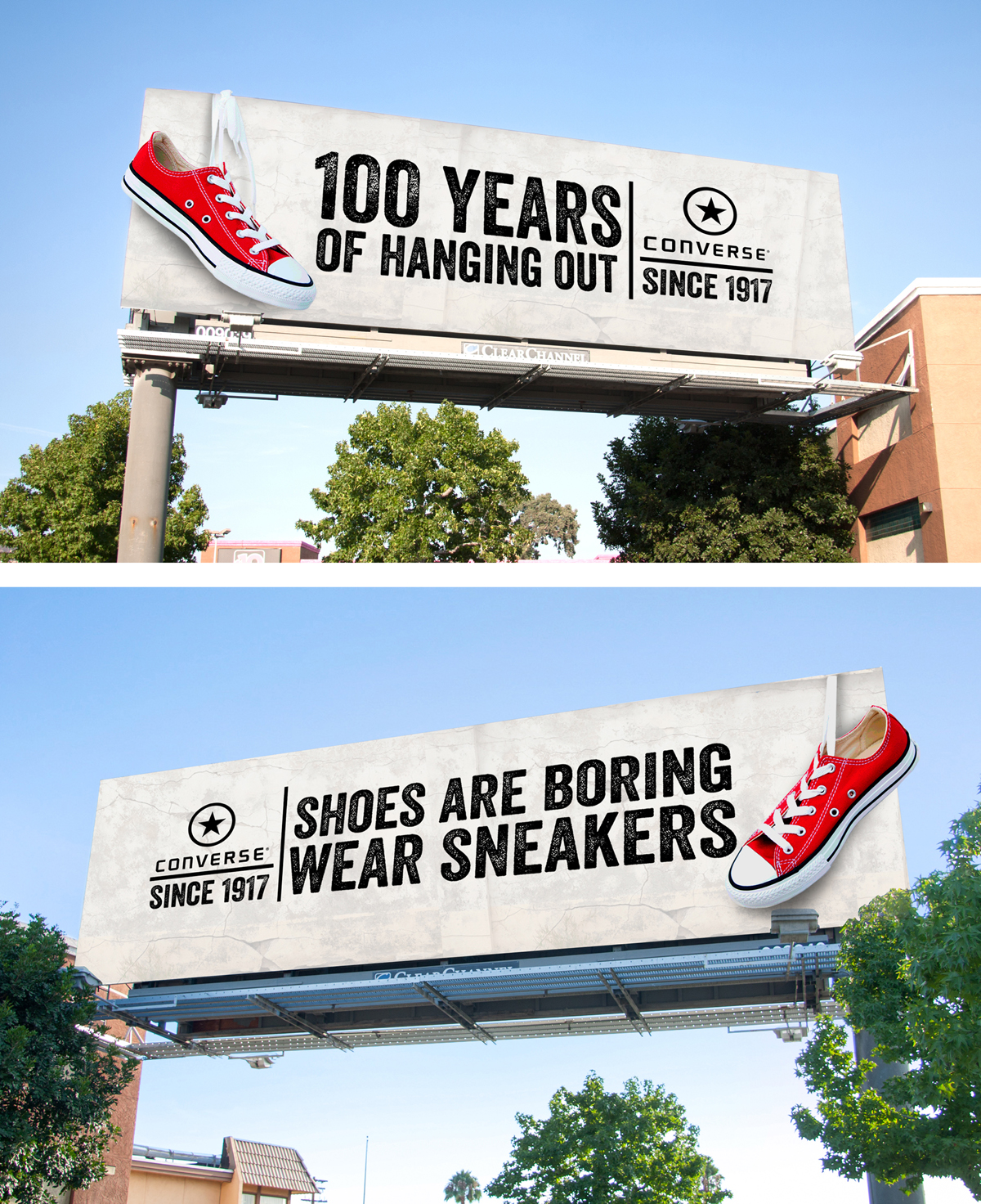 A pair of Chuck Taylors over a telephone wire is a sight seen in every urban community, and I thought there was a solid idea there.