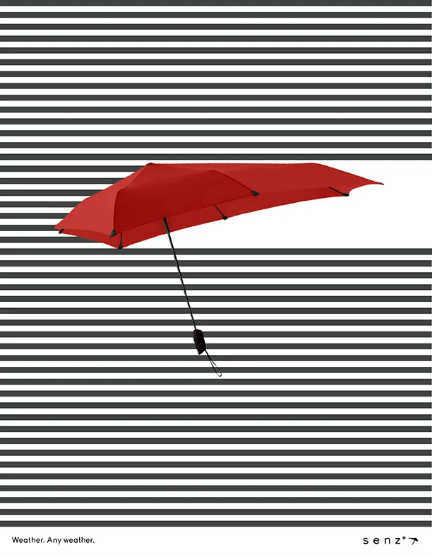 Senz Umbrella Ad from 2016 San Diego Best of Show and District 15 American Advertising Awards ADDY winning campaign. Copywriter Marty Allen. 