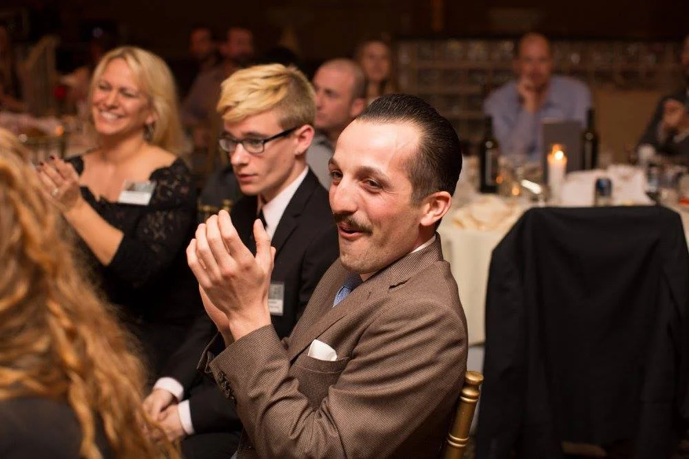 David, front and center, at the ADDY awards in San Diego. (Photo by Brogen Jessup)
