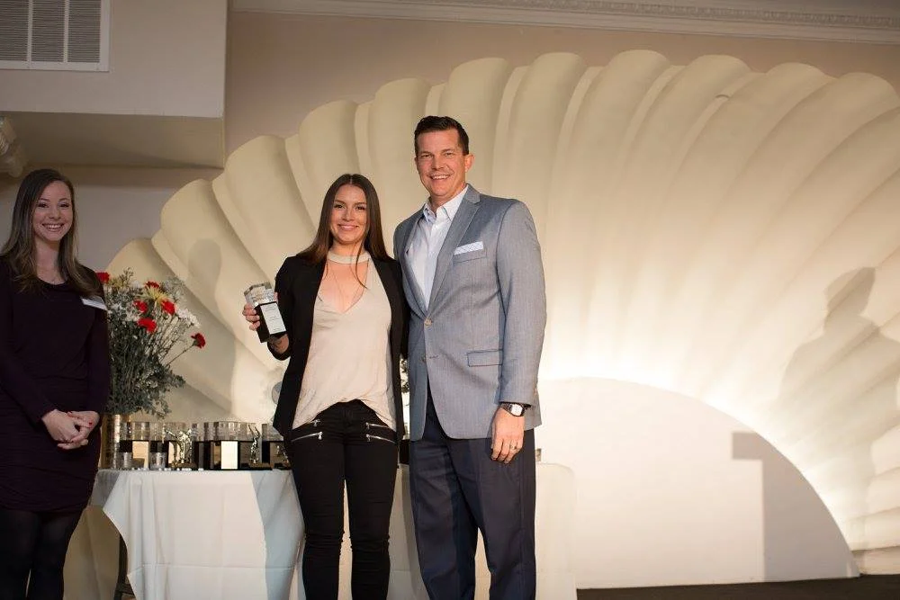 Katie accepts their Gold ADDY. (Photo by Brogen Jessup)