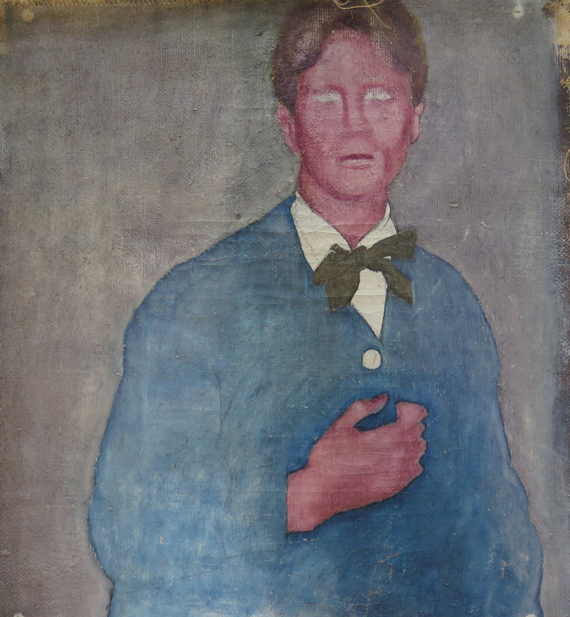 Self portrait in blue shirt