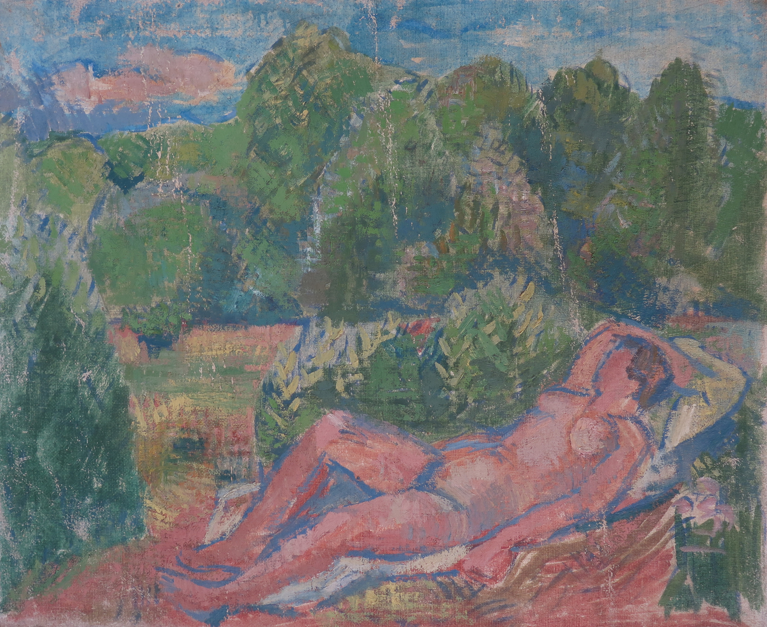 Resting nude in the green