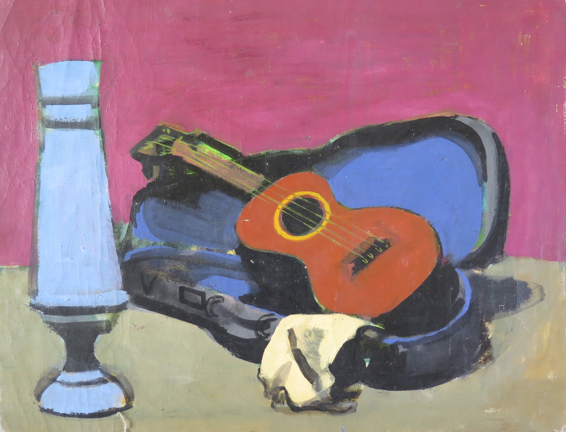 Guitar and blue vase