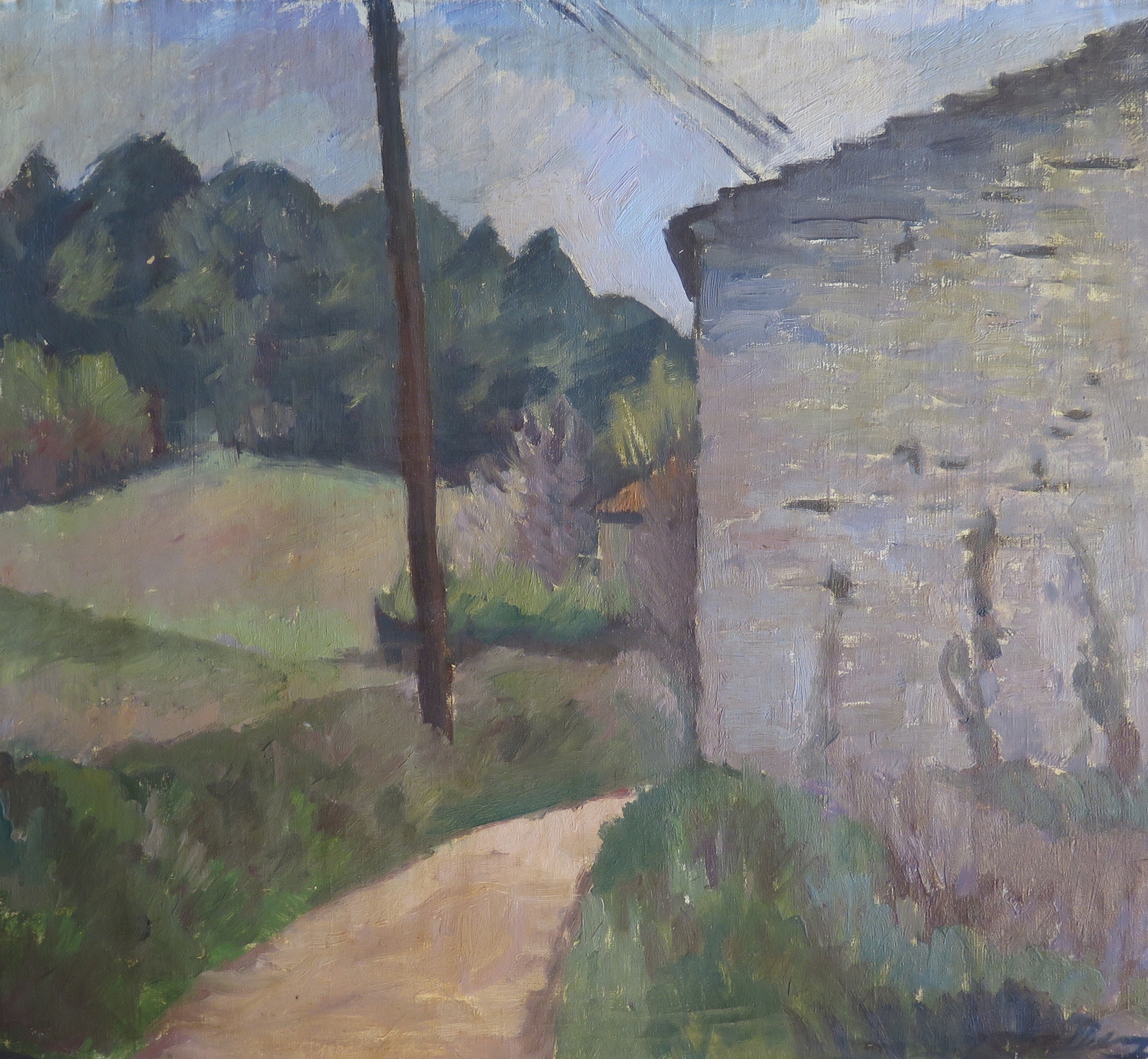 Barn and telephone pole
