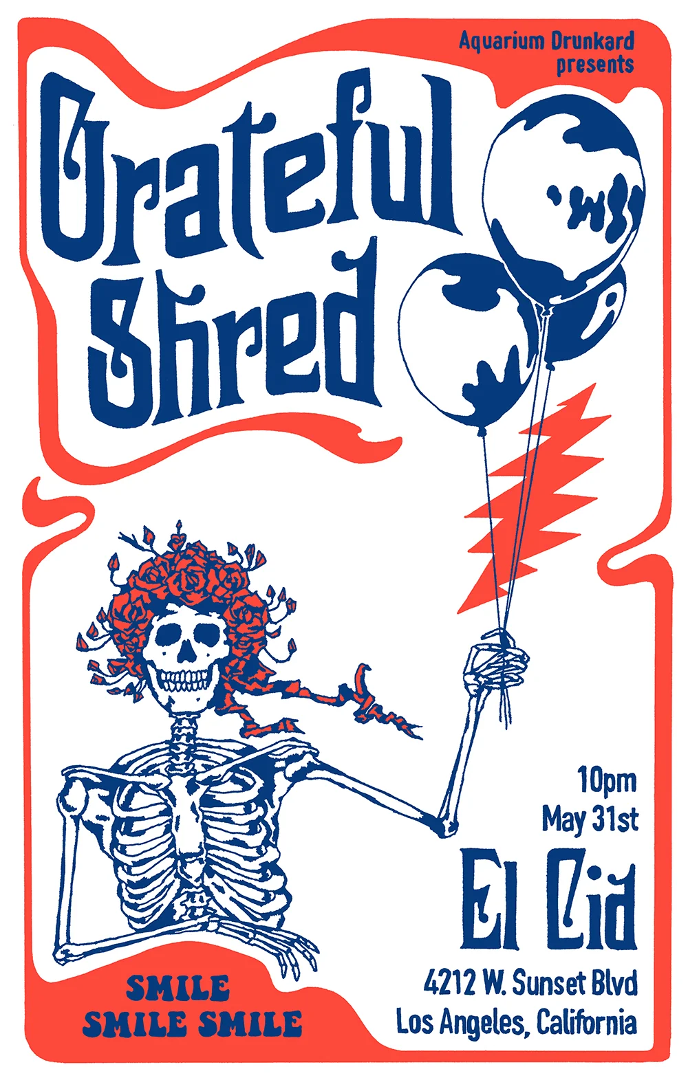 Grateful Shred (5/31/17) - Hand pulled screen print on 11 x 17 inch paper, signed and numbered edition of 50, 2017