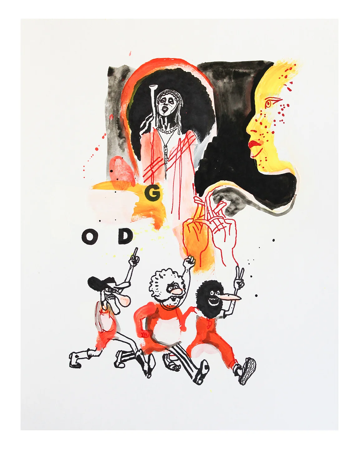 God - Ink, acrylic & gesso on 8.5 x 11 inch 100lb Canson bristol vellum, 2017