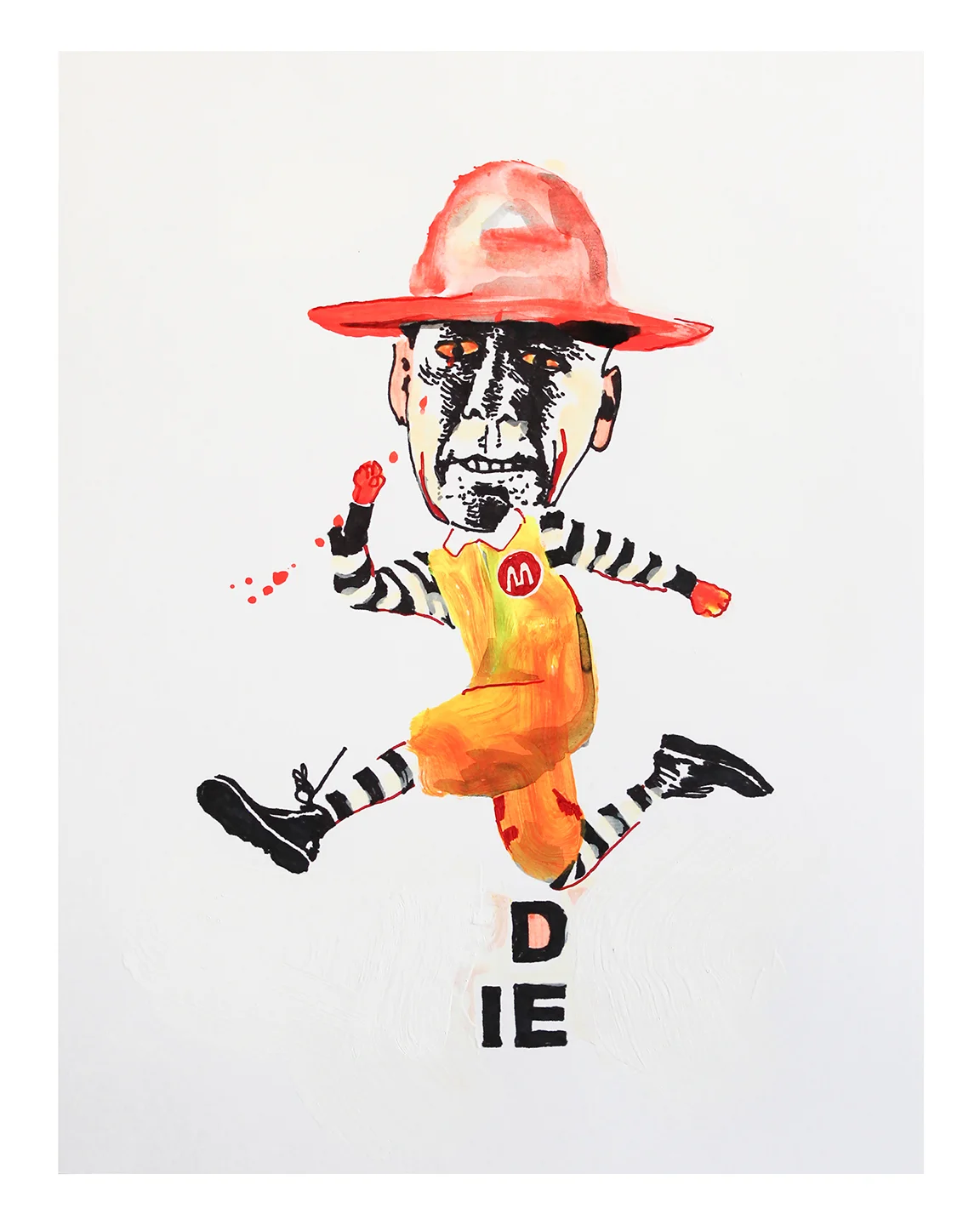 Die - Ink, acrylic & gesso on 8.5 x 11 inch 100lb Canson bristol vellum, 2017