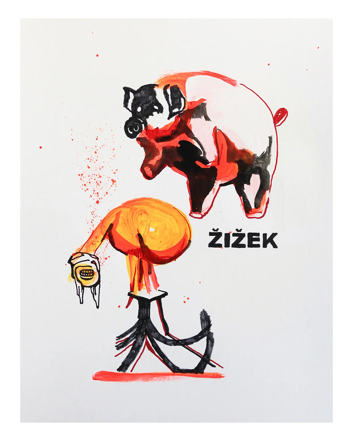 Žižek - Ink, acrylic & gesso on 8.5 x 11 inch 100lb Canson bristol vellum, 2017