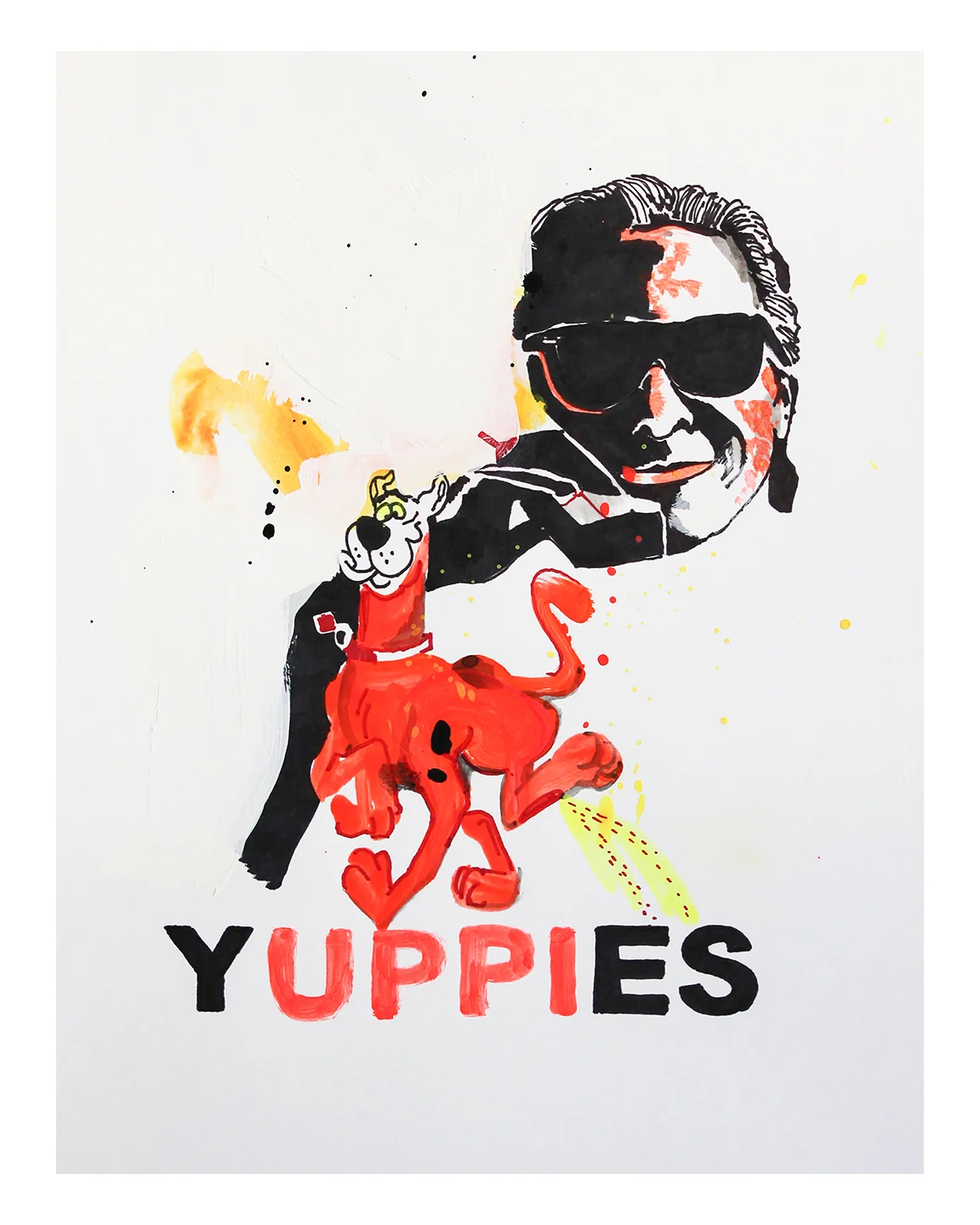 Yuppies - Ink, acrylic & gesso on 8.5 x 11 inch 100lb Canson bristol vellum, 2017