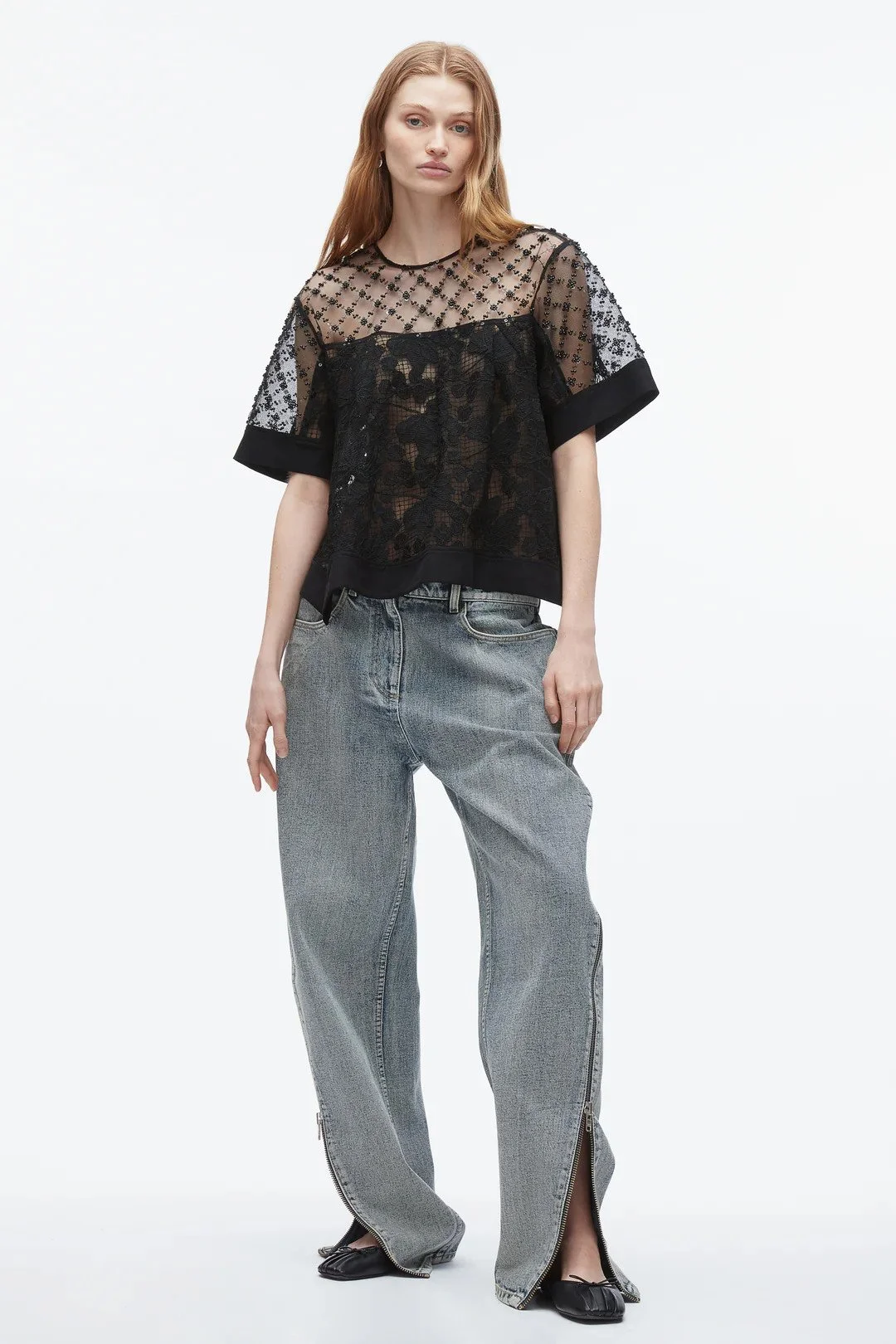 【3.1 Phillip Lim】コードレースオーガンザトップ 3.1 Phillip Lim Corded Lace Organza Top Black — Aggregate Supply
