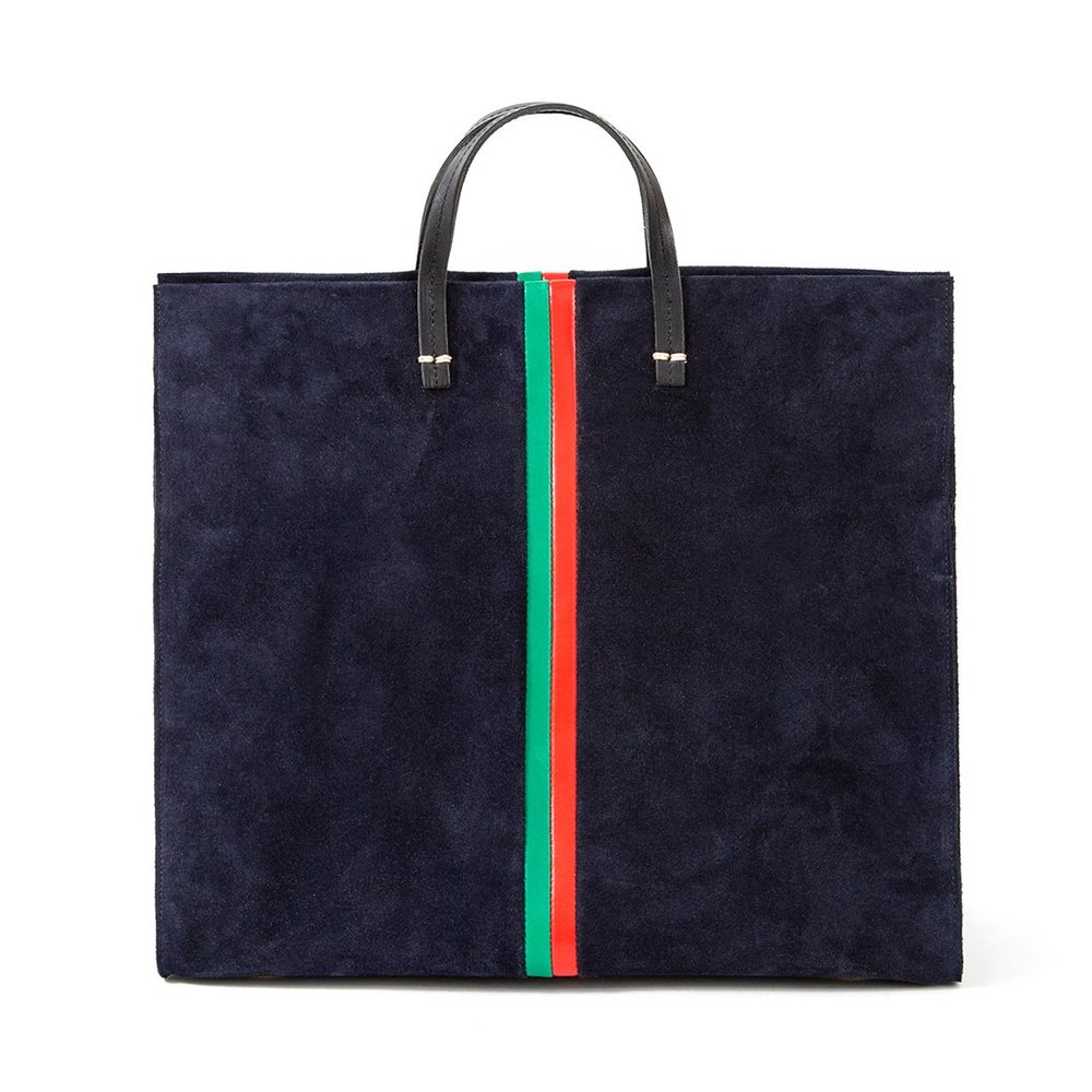 Clare V. Simple Tote in Navy with Evergreen & Cherry Stripes — Aggregate  Supply