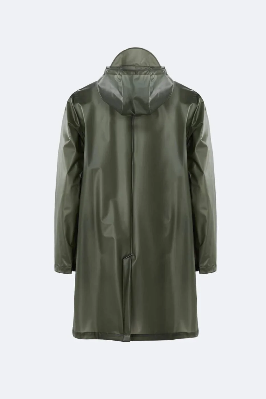 Rains Hooded Coat in Foggy Green 