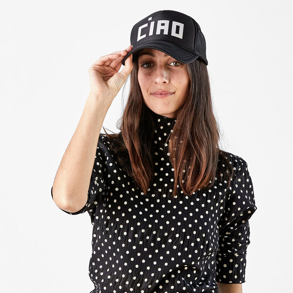 Clare V. Ciao Trucker Hat O/S / Black with Cream