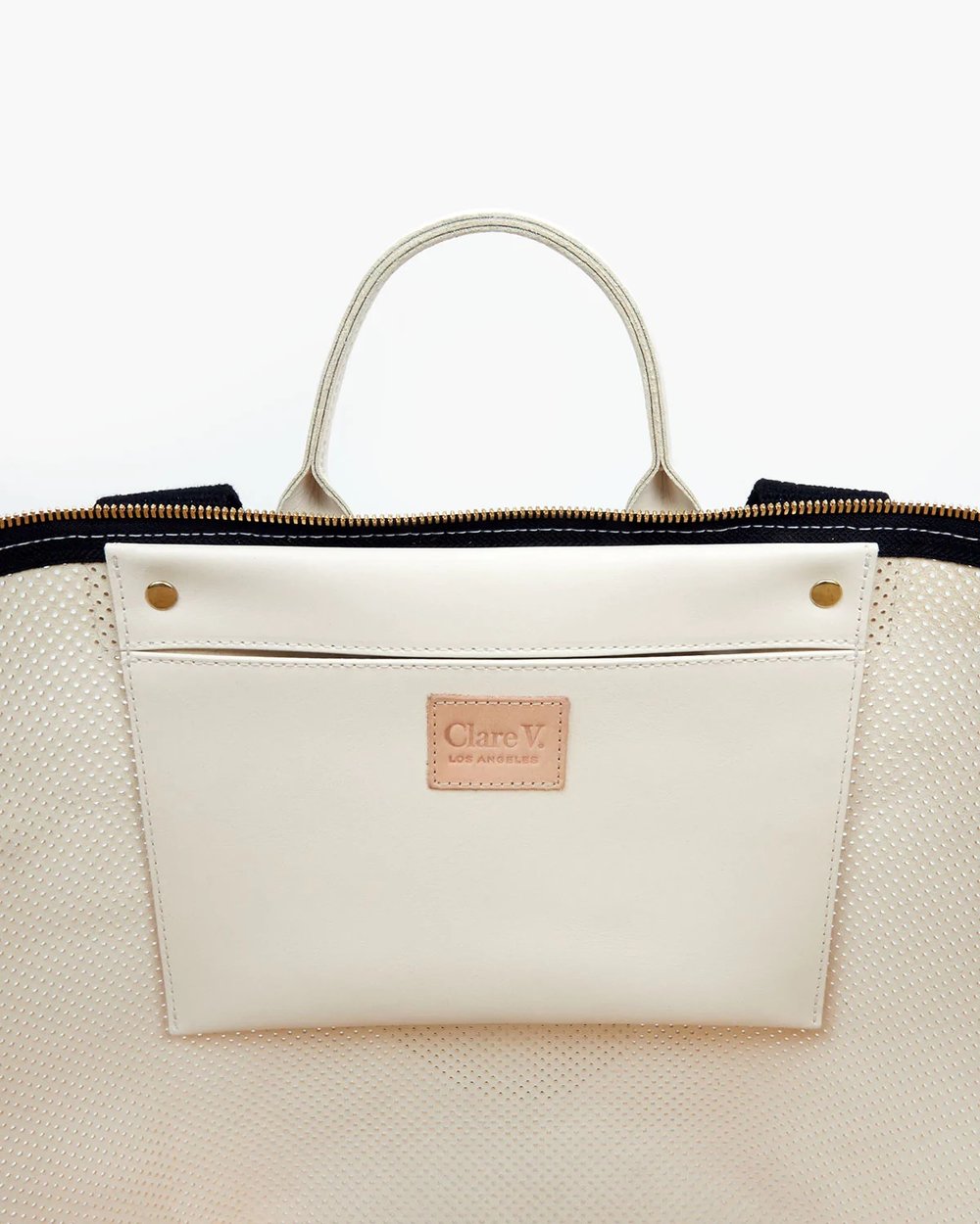 Clare V. Le Zip Sac w/ Front Pocket Cream Perf — Aggregate Supply