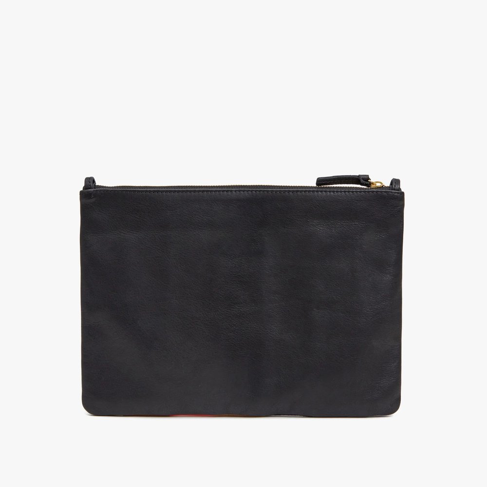 Clare V. Flat Clutch with Tabs Black Rattan