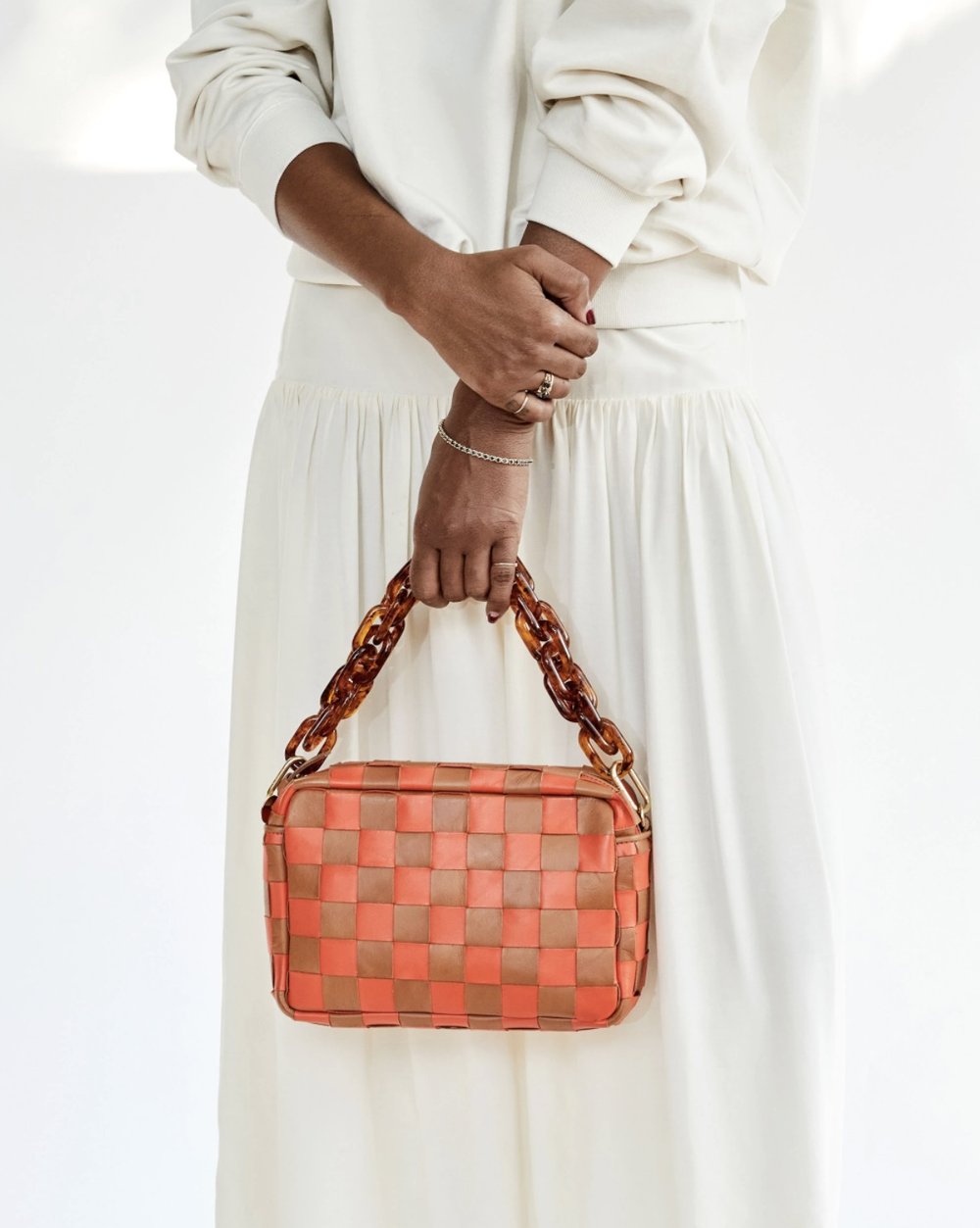 Clare V. Marisol Woven Leather Crossbody Bag in Red