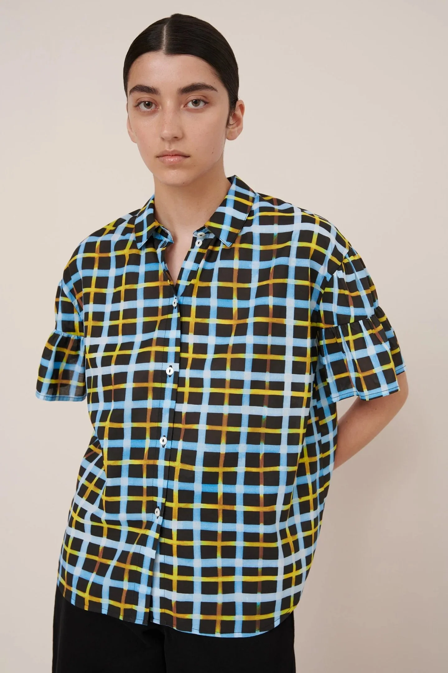 Kowtow_Painterly_Blouse_Neon_Tartan_Plaid_1.jpg