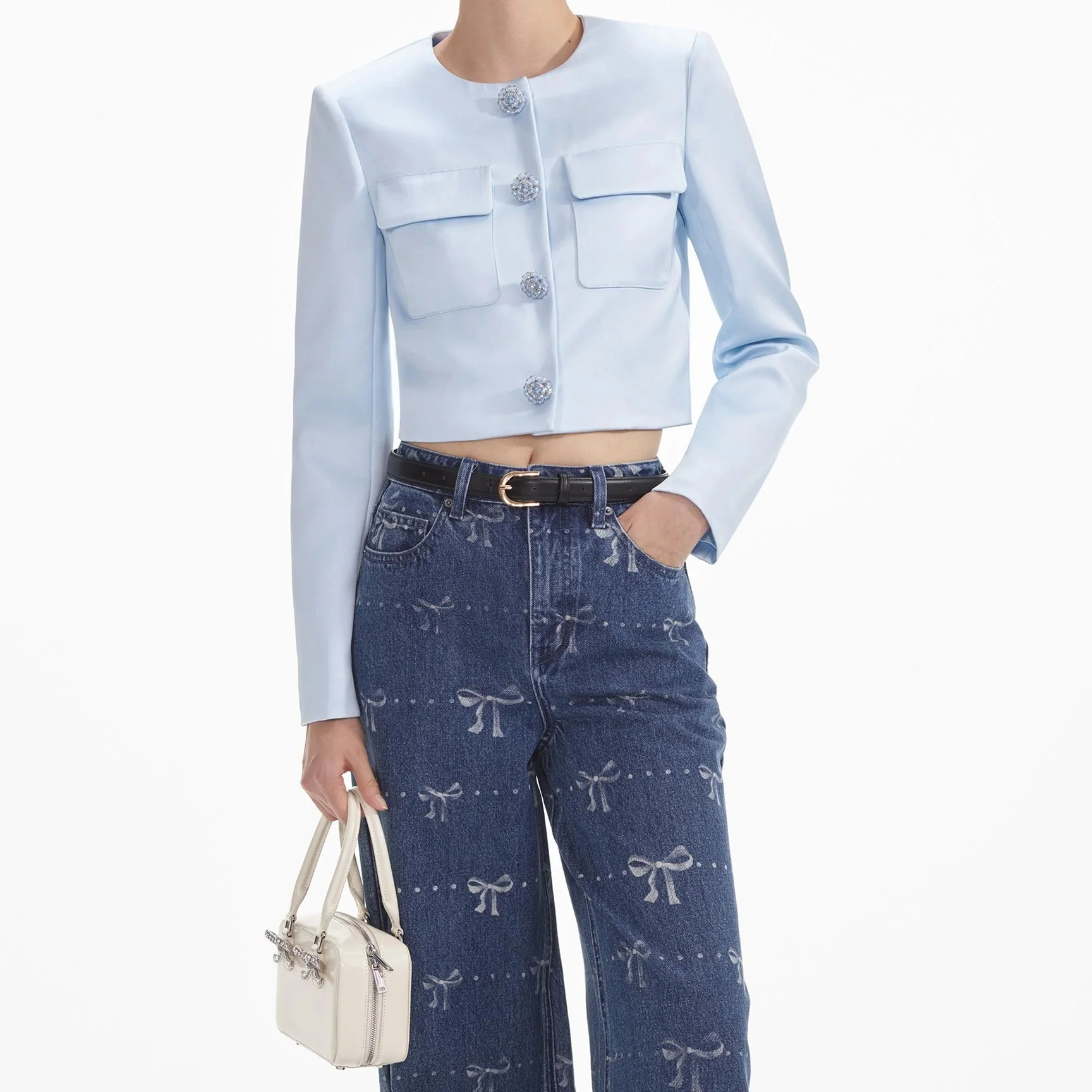 Self-Portrait Bow Print Jeans Blue — Aggregate Supply