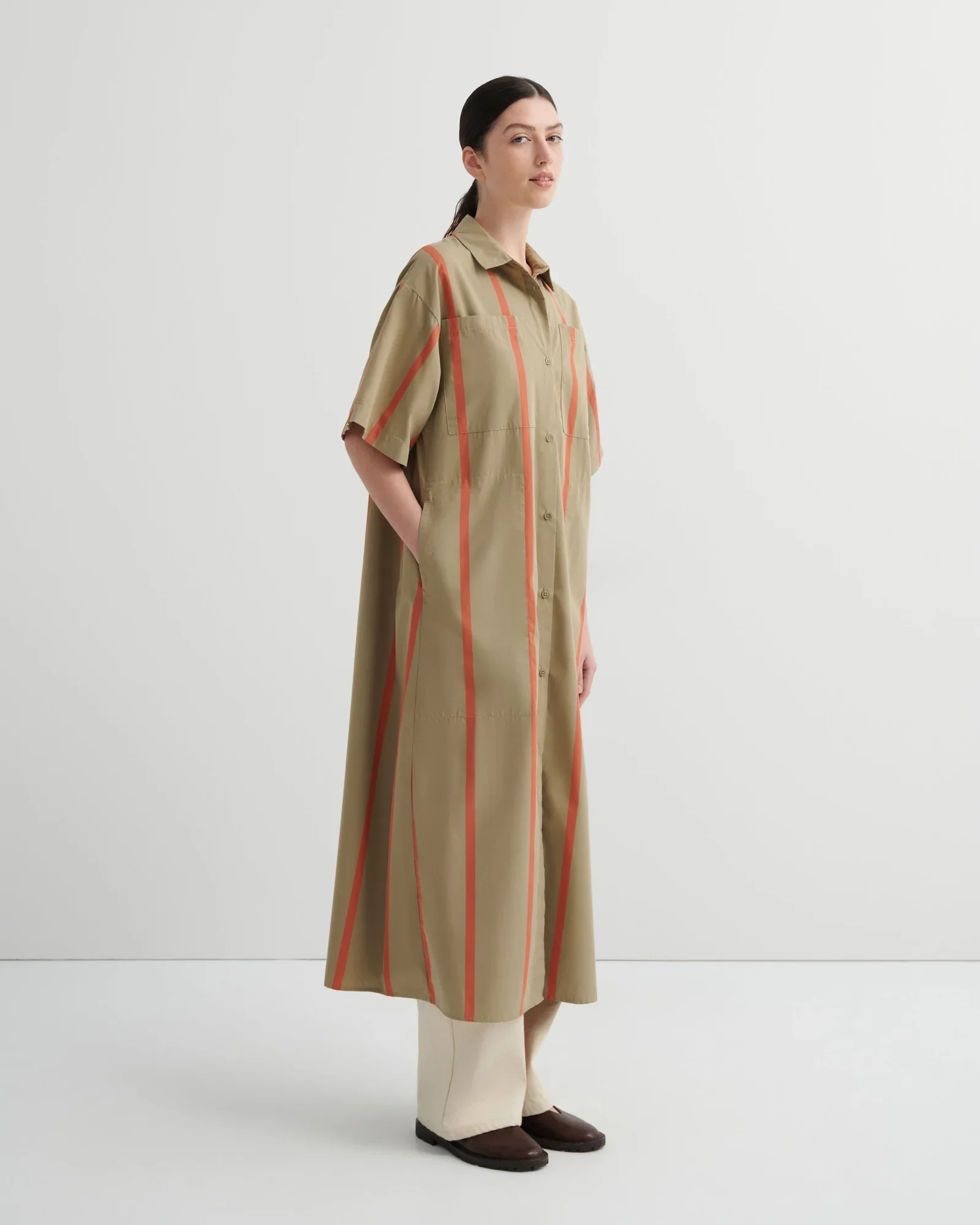 Kowtow_Balance_Dress_Nastutium_Stripe_Brown_Khaki_Orange_3.webp