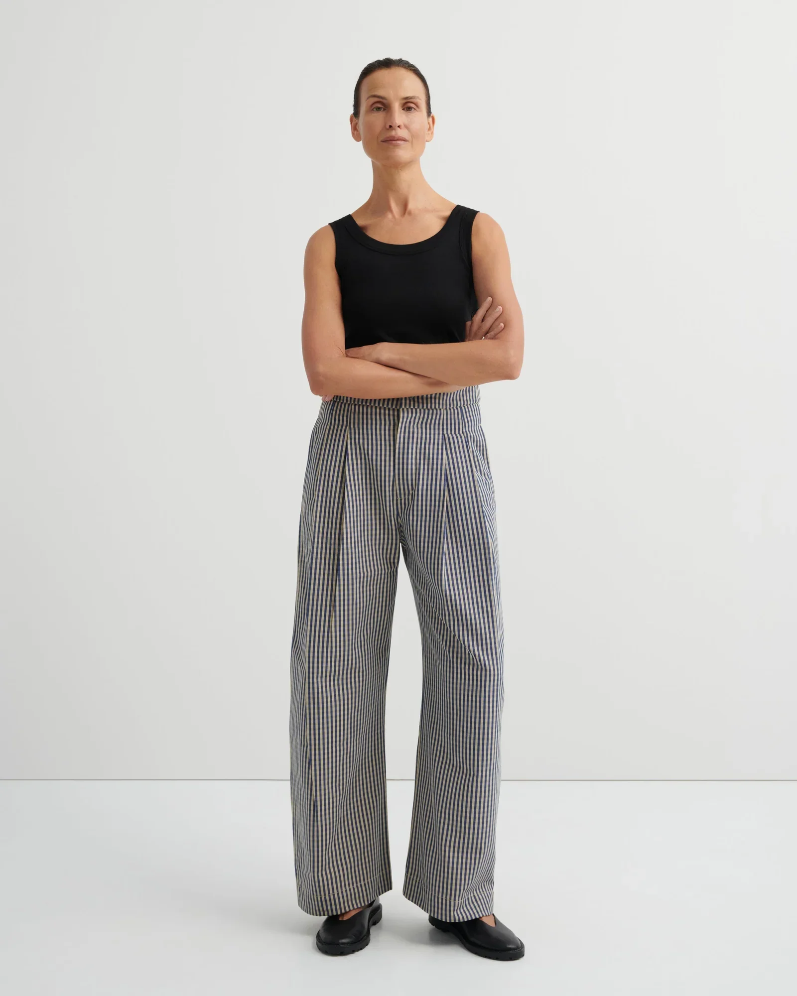 Kowtow_Sculpt_Pant_Landscape_Check_Plaid_Gingham_Navy_White_4.webp