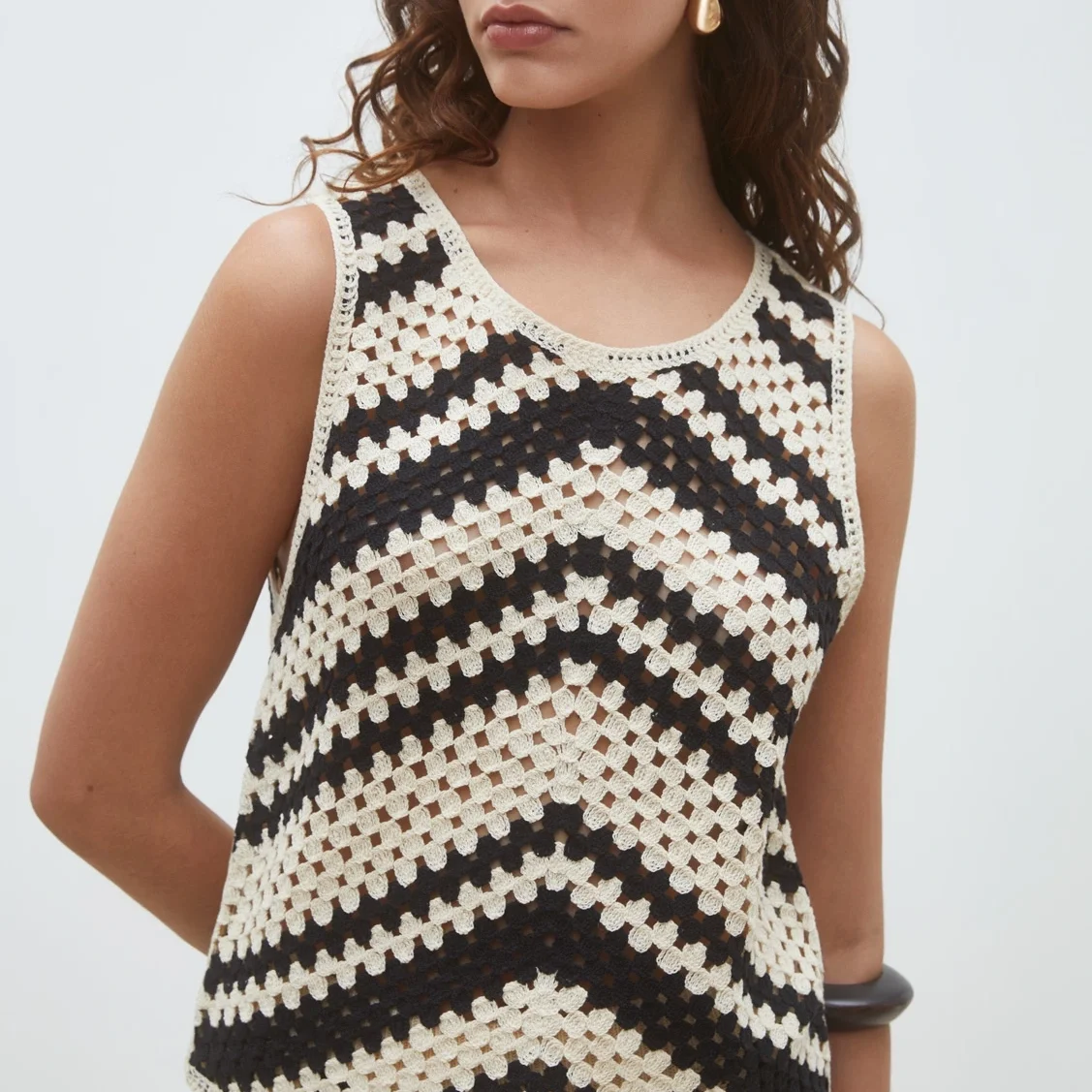 Suncoo_Pissaro_Crochet_Knit_Top_Cream_Black_Stripes_Chevron_2a.webp