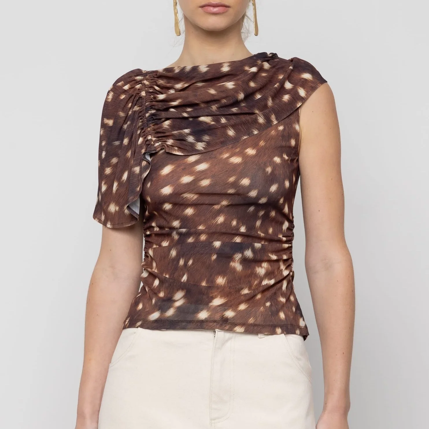 Esthe_Draped_Printed_Top_Deer_Print_Deerskin_Brown_1a.webp