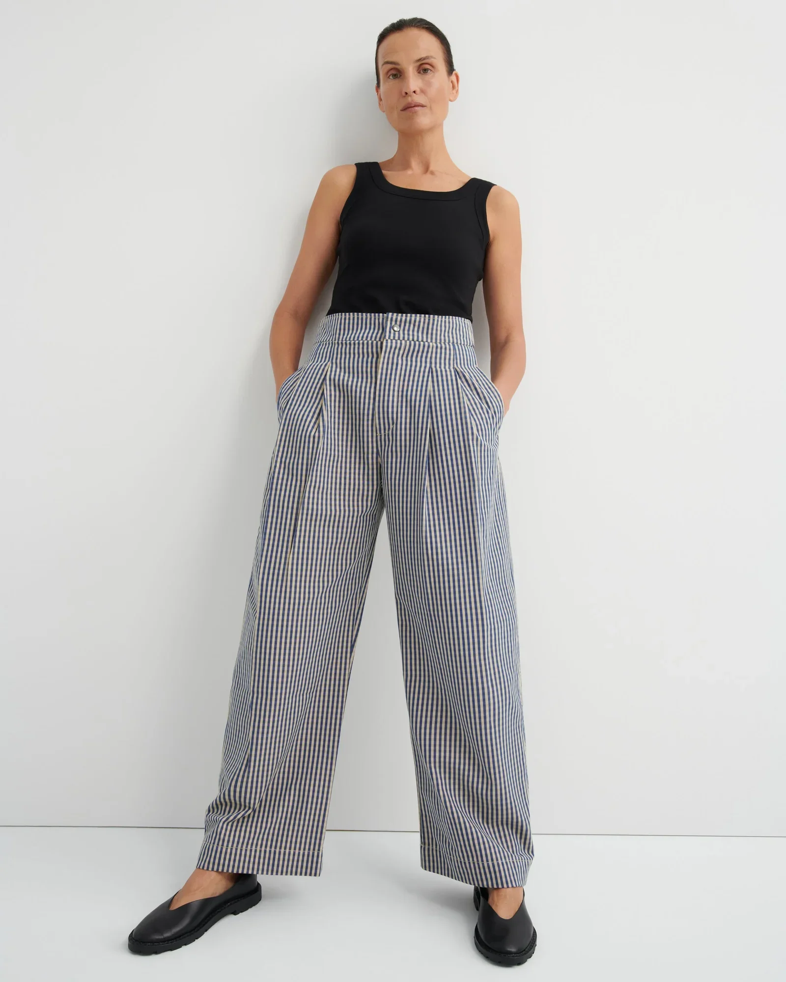 Kowtow_Sculpt_Pant_Landscape_Check_Plaid_Gingham_Navy_White_1.webp